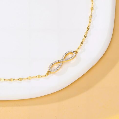 SISGEM 10k Gold Infinity Anklet for Women, Created Moissanite Ankle Jewelry Gifts for Her, 9.4"-11" in Kuwait
