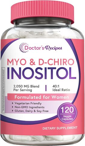 Doctor's Recipes Inositol Supplement for Women, Myo-Inositol & D-Chiro Inositol Capsules 2050mg per Serving, Ideal 40:1 Blend, 60 Vegan Caps in Saudi Arabia