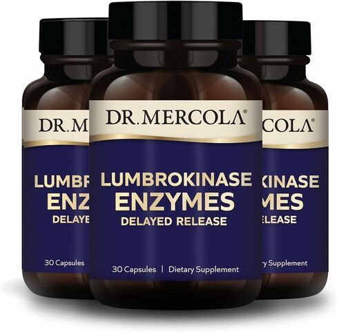 Dr. Mercola Lumbrokinase Enzymes - Delayed Release Formula - Dietary Supplement for Cardiovascular & Energy Support - Non-GMO, Gluten-Free & Soy-Free - 30 Capsules (30 Servings) in Kuwait