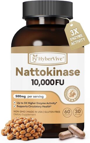 Advanced Nattokinase Supplement 10,000 FU 500mg – Enhanced Potency & High Enzyme Activity, Supports Healthy Blood Flow & Circulation, Non GMO, Made in USA, 60 Vegan Capsules in Kuwait