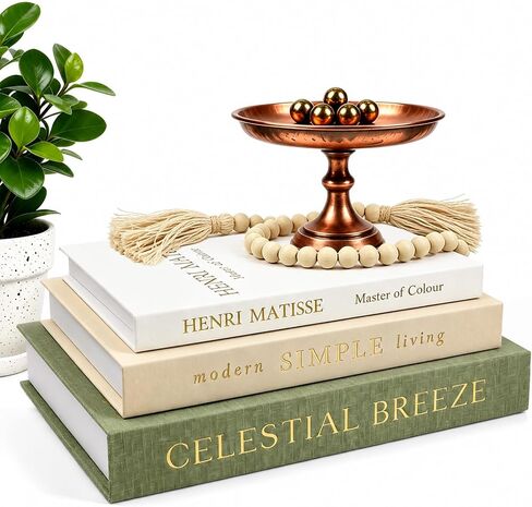 Decorative Books Set of 3 Stackable Linen Faux Book Boxes with Hidden Storage for Coffee Table, Bookshelf, Mantel, Office and Entryway Decor Including Wooden Beads Boho Tassel in Saudi Arabia
