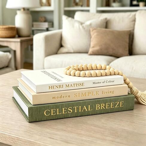 Decorative Books Set of 3 Stackable Linen Faux Book Boxes with Hidden Storage for Coffee Table, Bookshelf, Mantel, Office and Entryway Decor Including Wooden Beads Boho Tassel in Saudi Arabia