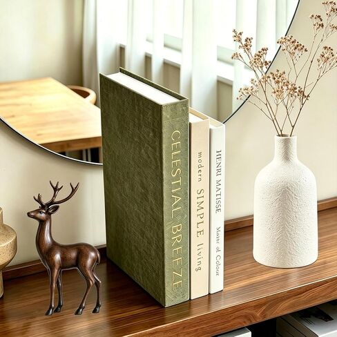 Decorative Books Set of 3 Stackable Linen Faux Book Boxes with Hidden Storage for Coffee Table, Bookshelf, Mantel, Office and Entryway Decor Including Wooden Beads Boho Tassel in Saudi Arabia
