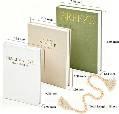 Decorative Books Set of 3 Stackable Linen Faux Book Boxes with Hidden Storage for Coffee Table, Bookshelf, Mantel, Office and Entryway Decor Including Wooden Beads Boho Tassel in Saudi Arabia