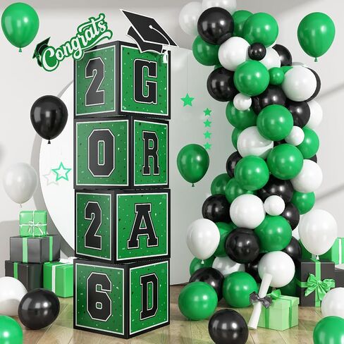 2026 Graduation Decorations, 4Pcs Graduation Boxes, So Proud of You and Class of 2026 Grad Balloon Boxes, Pink Congrats Box for College, High School, Prom Party Supplies in Saudi Arabia