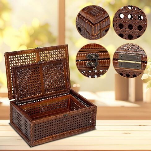 Set of 2 handmade large rattan box with lid,natural color decorative box,rattan boxes for home decoration.They can hold most household items such as jewelry, cosmetics, small items, etc. in Saudi Arabia