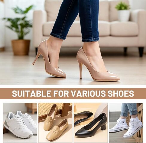 4 Pairs Anti Slip Heel Liners for Women Shoes, Adhesive Heel Cushion Pads for Loose Shoes, Soft Heel Grips Stop Slip and Blister, Grips Cushion Inserts to Make Men & Women in Kuwait