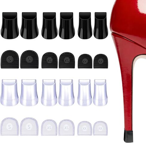 24 PCS Heel Caps for High Heels, Stiletto Heel Protectors, Soft Silicone Non-Slip Noise Reducing Heel Covers for Outdoor Wedding Grass, Reusable High Heel Replacement Tips (U-Shape-S-XS-XX) in Saudi Arabia
