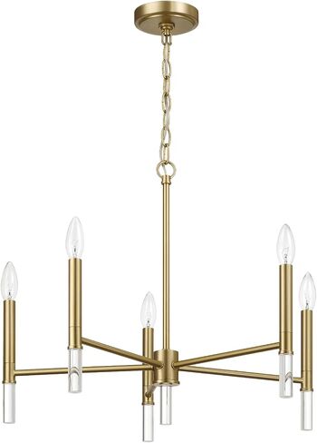 Courtyard Five Light Golden Brass Candle Light Chandelier 24" W × 17.75" H in Kuwait