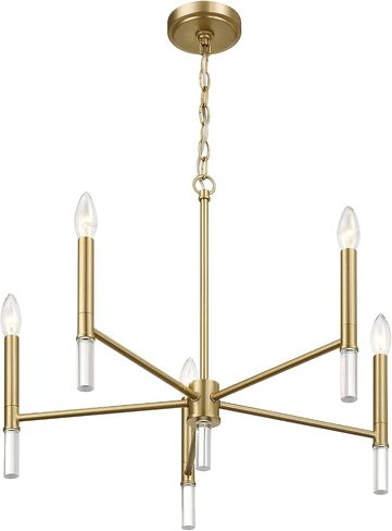 Courtyard Five Light Golden Brass Candle Light Chandelier 24" W × 17.75" H in Kuwait