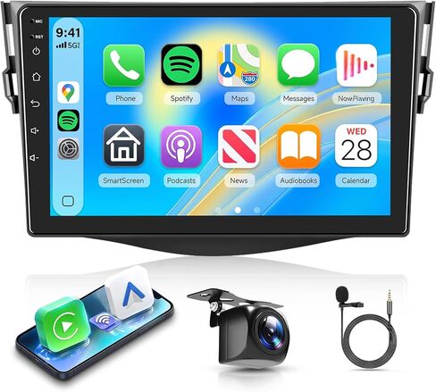 4G+64G with Qualcomm 8 Core Android 15 Car Stereo for Toyota RAV4 2007-2012 Wireless Carpaly Android Auto 9’’ Touch Screen GPS, WiFi, Bluetooth 5.1, DSP,SWC, Backup Camera in Saudi Arabia