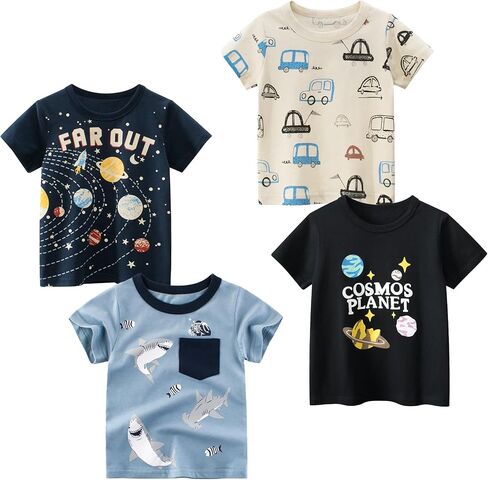 Toddler Boy Shirts 4 Pack Excavator Graphic T Shirts Short Sleeve Crewneck Cotton Tops for Toddler Kids 2 5 Years in Saudi Arabia