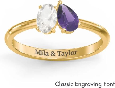 JEWLR Toi et Moi Oval and Pear Gemstone Ring in Kuwait