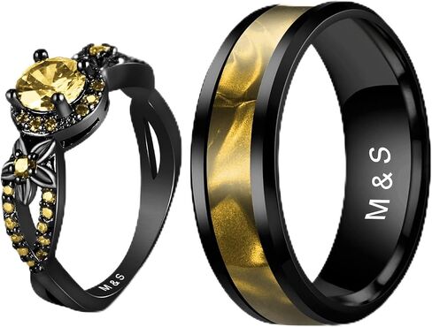 3UMeter 2Pcs Personalized Couples Rings for Him and Her Set Custom Matching Rings for Couples Promise Rings Engraved Wedding Ring Sets for Anniversary Wedding Engagement Valentines Day Gifts in Saudi Arabia