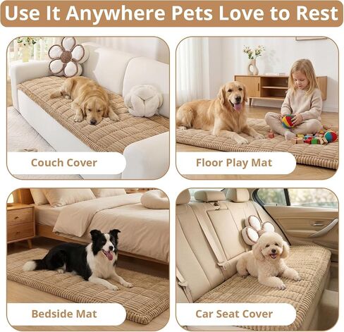 OstepDecor Couch Cover for Dogs, Washable Non Slip Sofa Cover for Pets, Soft Couch Covers for Sofa, Loveseat and Sectional, Furniture Protector Against Pet Hair & Scratches (20" x 24", Khaki) in Saudi Arabia