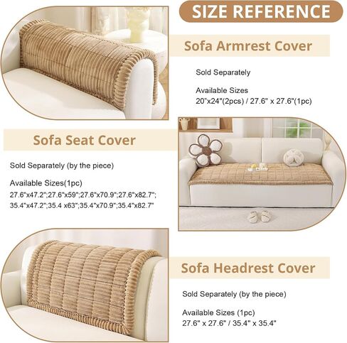 OstepDecor Couch Cover for Dogs, Washable Non Slip Sofa Cover for Pets, Soft Couch Covers for Sofa, Loveseat and Sectional, Furniture Protector Against Pet Hair & Scratches (20" x 24", Khaki) in Saudi Arabia