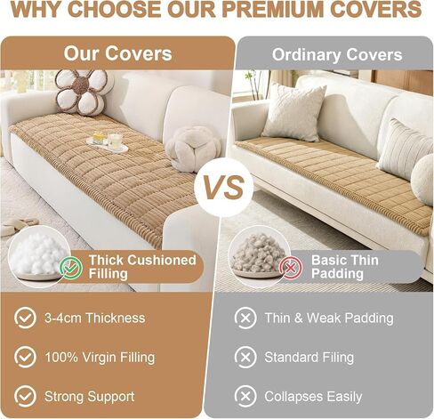 OstepDecor Couch Cover for Dogs, Washable Non Slip Sofa Cover for Pets, Soft Couch Covers for Sofa, Loveseat and Sectional, Furniture Protector Against Pet Hair & Scratches (20" x 24", Khaki) in Saudi Arabia