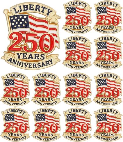 Dreuyet 12 Pcs America 250th Anniversary Pins for Women Men USA Flag Metal Lapel Pin American 250 Years Birthday Enamel Pin Patriot Independence Day Liberty Gift Jewelry in Kuwait
