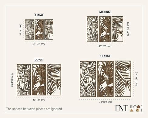 Tropical Leaves Wood Wall Art for Living Room, Botanical Wall Art Wood Panel, Floral Wall Art Decor Over the Bed Set of 3, Gift for the Home Decor in Saudi Arabia
