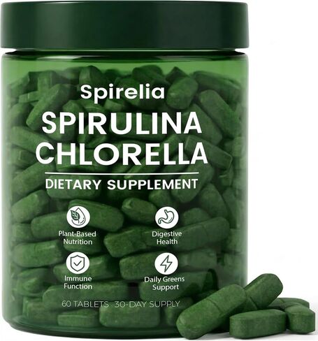 Spirelia Spirulina & Chlorella Tablets, Organic Spirulina Chlorella Combination Supplement, 60 Count in Saudi Arabia