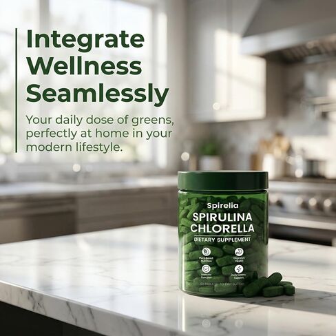 Spirelia Spirulina & Chlorella Tablets, Organic Spirulina Chlorella Combination Supplement, 60 Count in Saudi Arabia