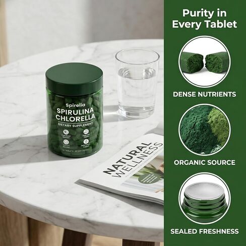 Spirelia Spirulina & Chlorella Tablets, Organic Spirulina Chlorella Combination Supplement, 60 Count in Saudi Arabia