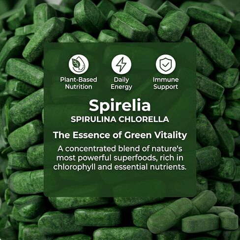 Spirelia Spirulina & Chlorella Tablets, Organic Spirulina Chlorella Combination Supplement, 60 Count in Saudi Arabia