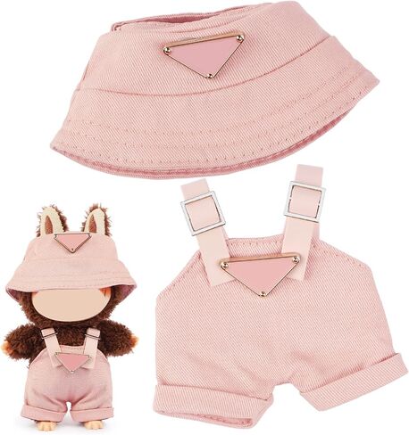 17cm Clothes Set for Doll , Handcrafted Dress up Unique Overalls Set & Style Hat Cute Clothes for 17cm Doll Accessories Suit, Cute Clothes for Doll Not Included (Black) in Saudi Arabia