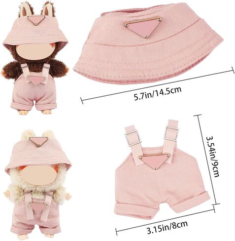 17cm Clothes Set for Doll , Handcrafted Dress up Unique Overalls Set & Style Hat Cute Clothes for 17cm Doll Accessories Suit, Cute Clothes for Doll Not Included (Black) in Saudi Arabia