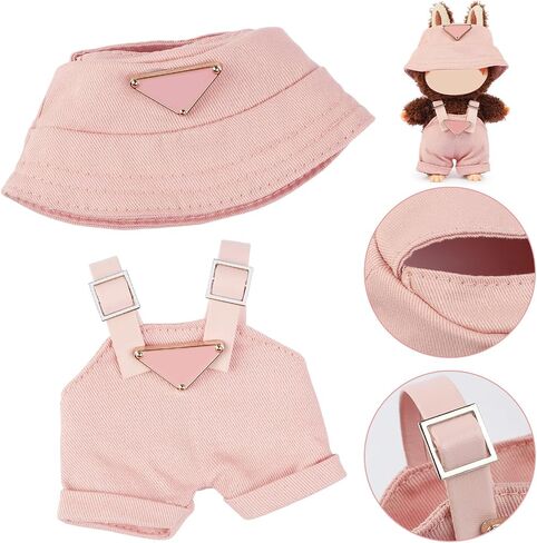 17cm Clothes Set for Doll , Handcrafted Dress up Unique Overalls Set & Style Hat Cute Clothes for 17cm Doll Accessories Suit, Cute Clothes for Doll Not Included (Black) in Saudi Arabia