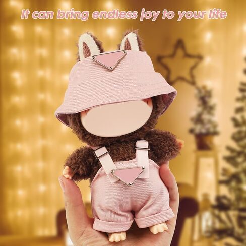 17cm Clothes Set for Doll , Handcrafted Dress up Unique Overalls Set & Style Hat Cute Clothes for 17cm Doll Accessories Suit, Cute Clothes for Doll Not Included (Black) in Saudi Arabia