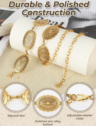 Western Chain Belt for Women: Adjustable Gold Boho Belt, Fits 27-35" Waist for Jeans, Dresses, Concerts & Festivals in Kuwait