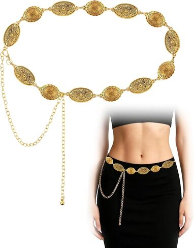 Western Chain Belt for Women: Adjustable Gold Boho Belt, Fits 27-35" Waist for Jeans, Dresses, Concerts & Festivals in Kuwait