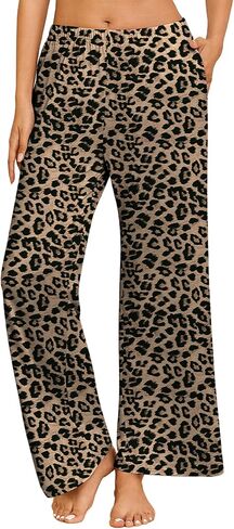 Ekouaer Women's Pajama Pants with Pockets Comfy Casual Wide Leg Yoga Pants Soft Stretch Pajama Bottoms Black Small in Kuwait