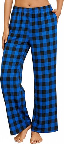 Ekouaer Women's Pajama Pants with Pockets Comfy Casual Wide Leg Yoga Pants Soft Stretch Pajama Bottoms Black Small in Kuwait