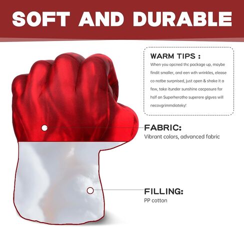 Superhero Plush Gloves Soft Smash Hero Punch Gloves for Kids & Adults – Safe, Padded Design Inspires Creative Role‑Play, Perfect for Costume, Party, Gift and Dress‑Up Fun（Red） in Saudi Arabia