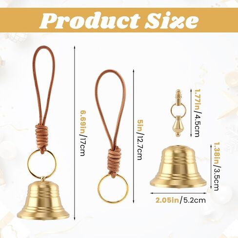 Small Brass Hanging Bell for Door Knob Decoration,Vintage Hanging Bell with Loud Sound for Shopkeeper Home Office Door Opening Alert Birthday Gift and Holiday Decoration(Color:Gold) in Saudi Arabia