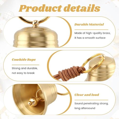 Small Brass Hanging Bell for Door Knob Decoration,Vintage Hanging Bell with Loud Sound for Shopkeeper Home Office Door Opening Alert Birthday Gift and Holiday Decoration(Color:Gold) in Saudi Arabia