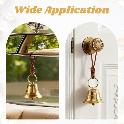 Small Brass Hanging Bell for Door Knob Decoration,Vintage Hanging Bell with Loud Sound for Shopkeeper Home Office Door Opening Alert Birthday Gift and Holiday Decoration(Color:Gold) in Saudi Arabia