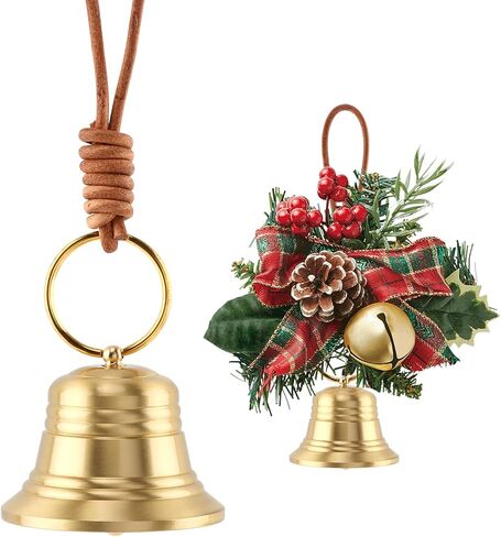 Small Brass Hanging Bell for Door Knob Decoration,Vintage Hanging Bell with Loud Sound for Shopkeeper Home Office Door Opening Alert Birthday Gift and Holiday Decoration(Color:Gold) in Saudi Arabia