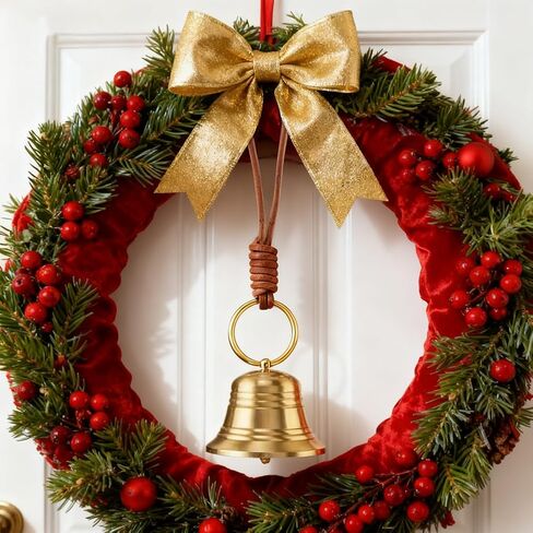 Small Brass Hanging Bell for Door Knob Decoration,Vintage Hanging Bell with Loud Sound for Shopkeeper Home Office Door Opening Alert Birthday Gift and Holiday Decoration(Color:Gold) in Saudi Arabia