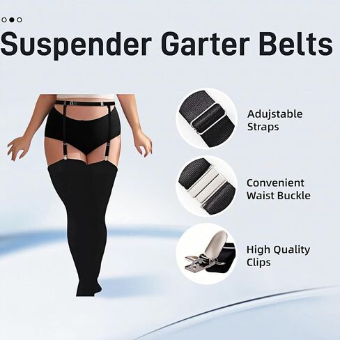 Women Adjustable Garter Belt, Women Black Simplicity Sexy Suspender Garter Belt with High Elastic Straps and Metal Clips Thigh High Stockings Suspender for Womens (Black, 4 Straps) in Saudi Arabia