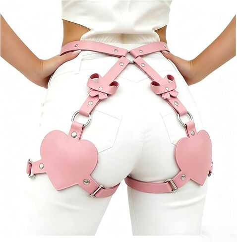 Punk PU Leather Adjustable Thigh Harness Belt for women,Leather Thigh Body Garter Strap for Halloween Accessories,Rave Party in Saudi Arabia