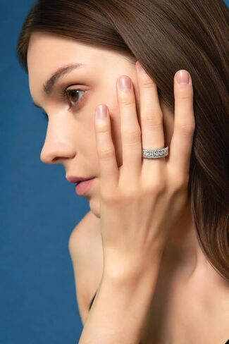 Moissanite Eternity Rings for Women Moissanite Wedding Band S925 Sterling Silver 18K White Gold Plated Engagement Rings for Women Wife Men Gemstone Jewelry Gift in Kuwait