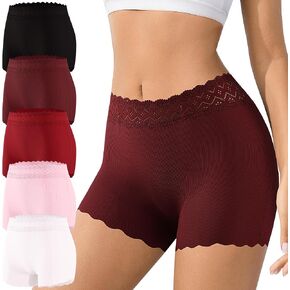 Womens BoyShorts Underwear Lace High Waisted Seamless Panties No Show Full Coverage Ladies Boxer Briefs 5 Pack in Saudi Arabia