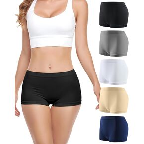 Seamless Boy Shorts Underwear for Women, 5-Pack No Show Invisible Panties, Soft Stretchy Full Coverage Boxer Briefs in Saudi Arabia