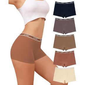 LEVAO Cotton Boy Shorts Underwear, Women's Boxer Briefs, Mid-Waisted Boyshorts, Full Coverage Panties, 5 Pack S-XXL in Kuwait
