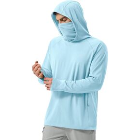 Willit Men's Sun Hoodie UPF 50+ Long Sleeve Fishing Hiking Shirt with Mask Lightweight UV SPF Neck Gaiter Hoodie in Kuwait