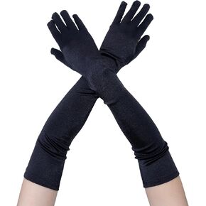 Long Satin Opera Gloves for Women - 1920s Vintage Style Elbow Length Evening Gloves for Wedding, 21.5 inches in Saudi Arabia