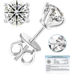SHOWNII Diamond Earrings Certified LAB GROWN Diamond Stud Earrings for Women 0.5CT 1CT 14K White and Yellow Gold Plated S925 Sterling Silver 4-Prong Screw Back Round Cut (I-J Color, S1-VS2 Clarity). in Saudi Arabia